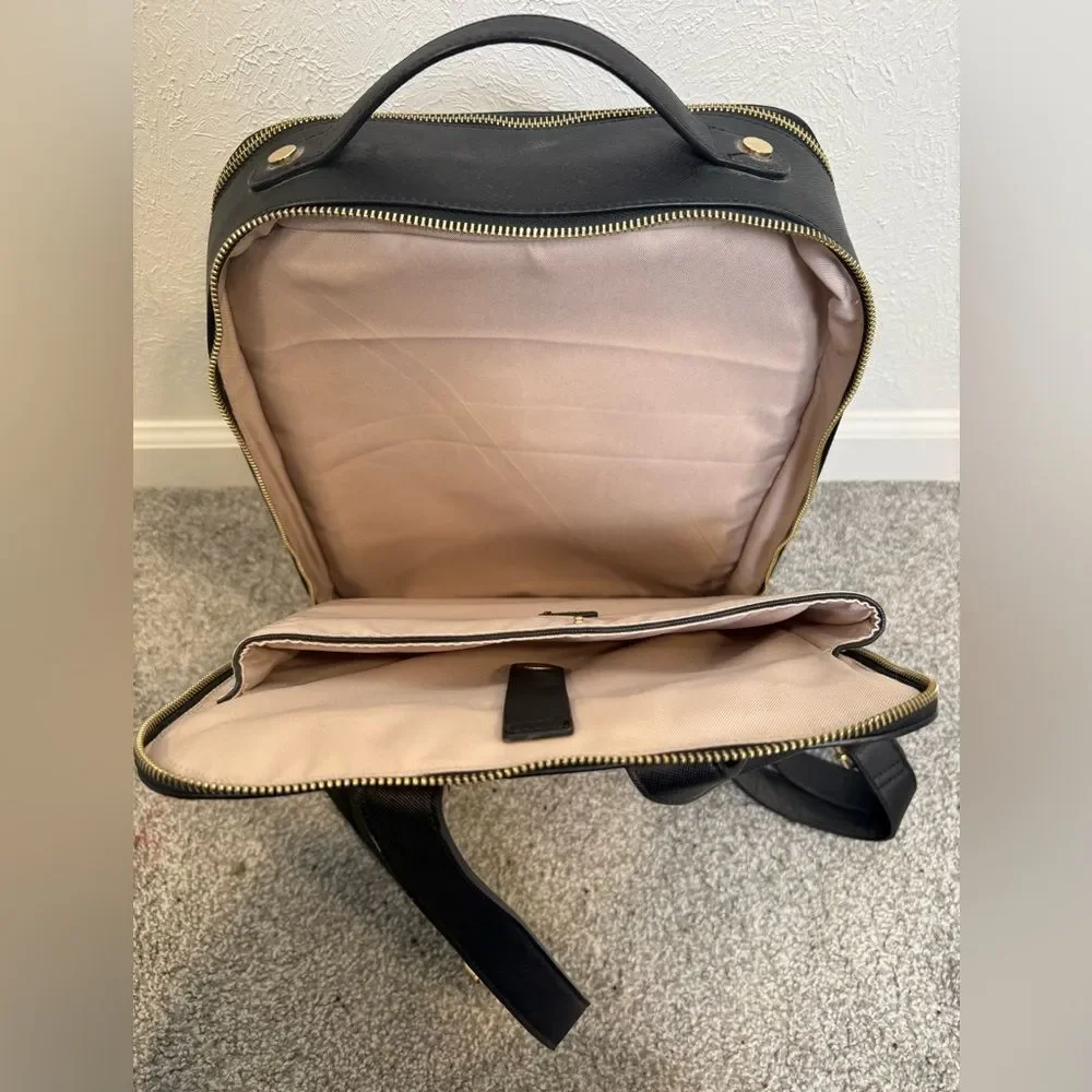 Calpak Kaya Black Laptop Backpack Gold Accents